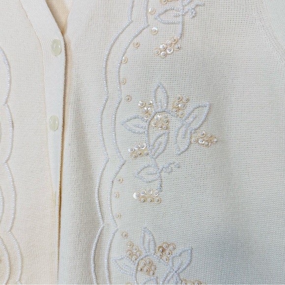 Vintage Sweater Vest Womens Ivory Embroidered Embellishment Coastal Cowgirl - Picture 3 of 6